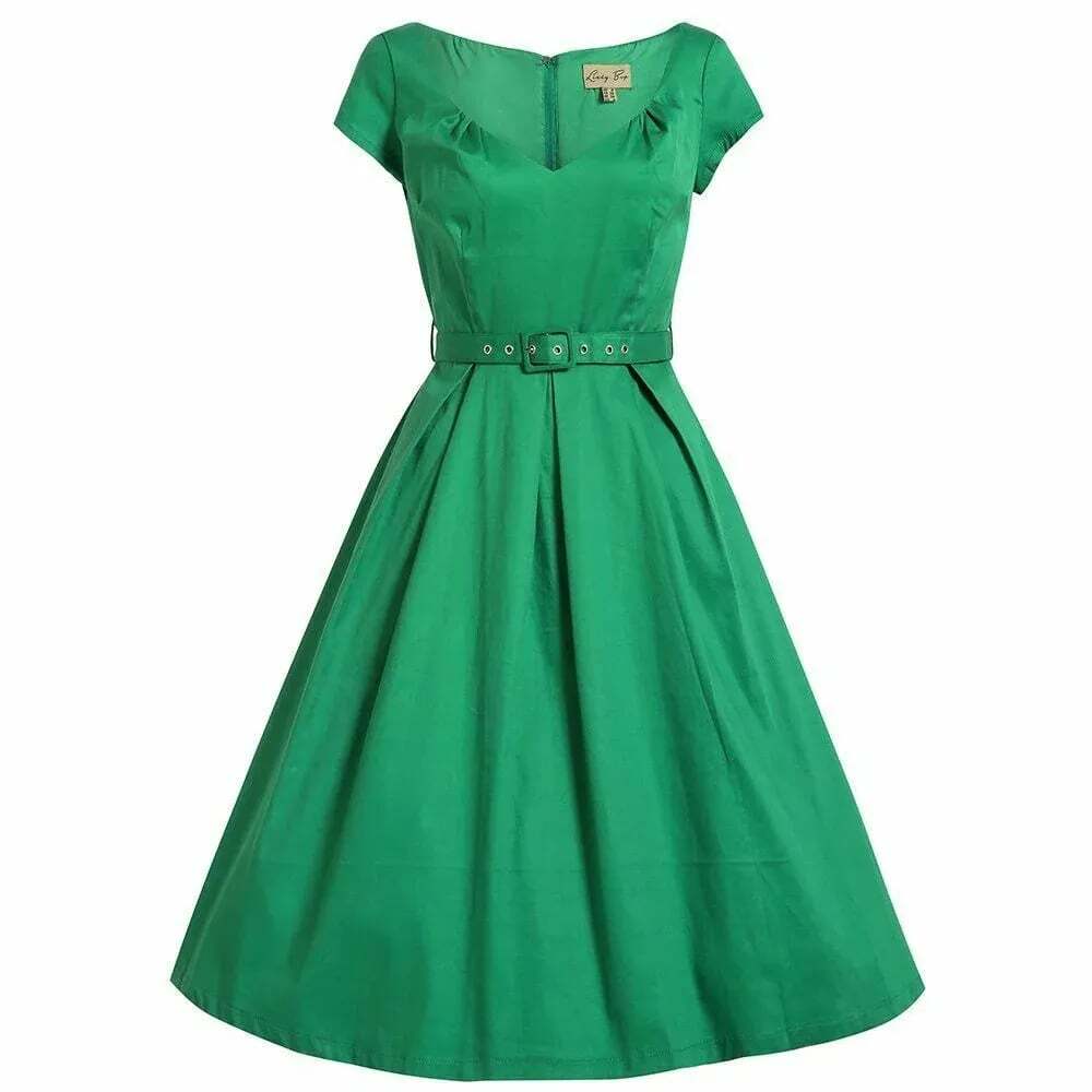Lindy Bop Liberty Emerald Green Retro 1950s Style Swing Dress 22